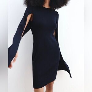 Zara knit dress with cape detail on sleeve